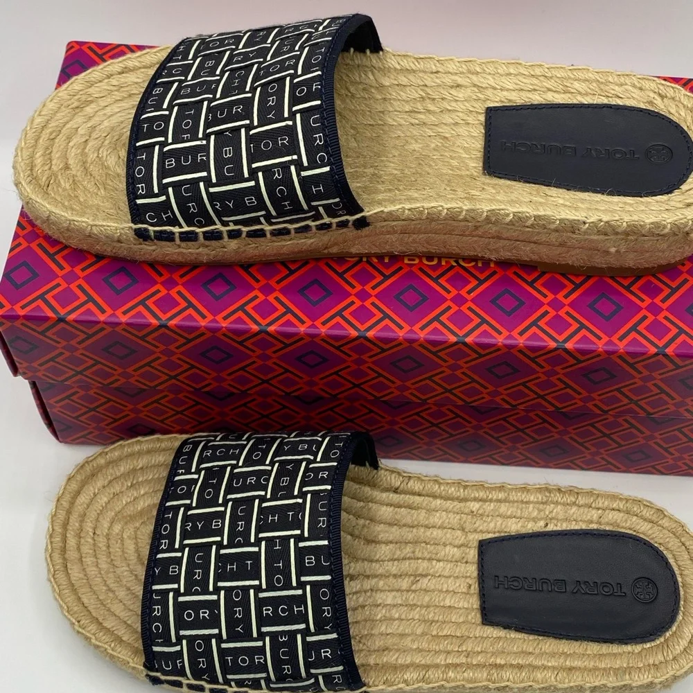 TORY BURCH TORY RIBBON ESPADRILLE SLIDE NIB‎ size 7